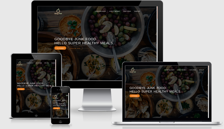 iWeather website on different sized screens