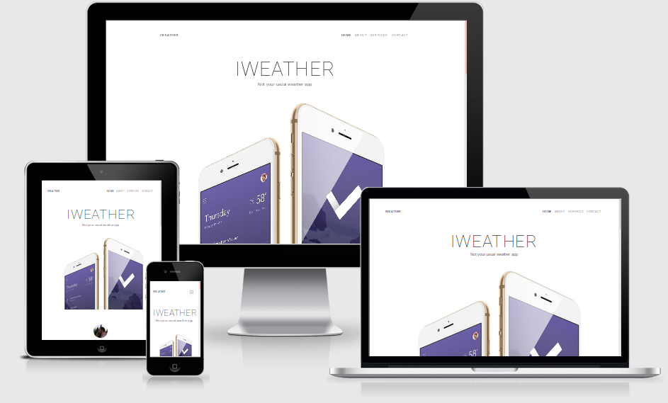 iWeather website on different sized screens